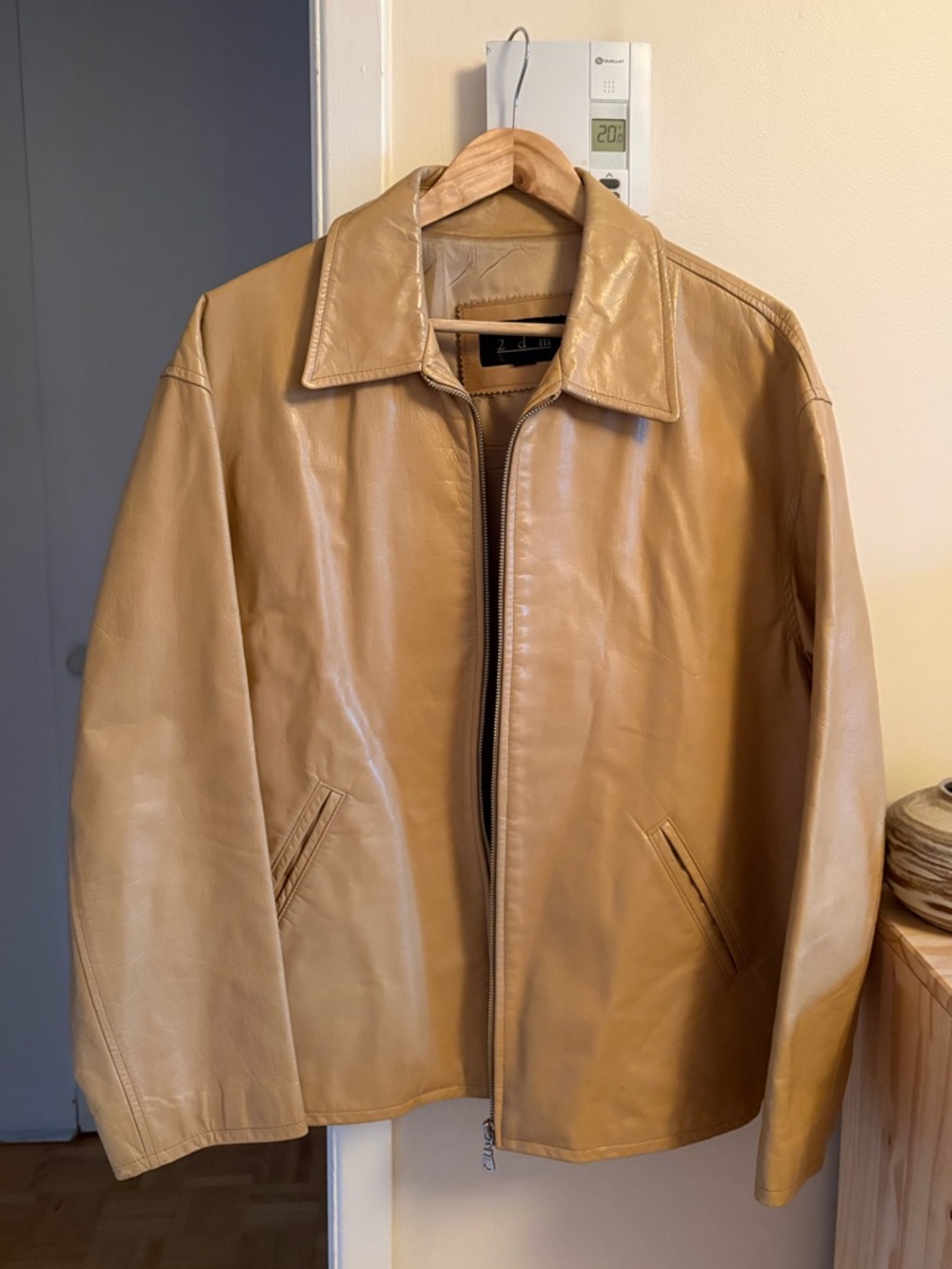 Vintage Beige Leather Jacket